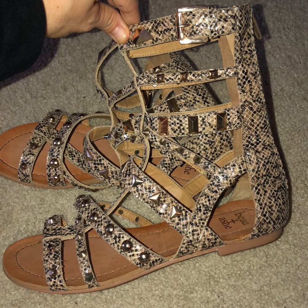 Beau + Ashe | Leather Gladiator sandal booties